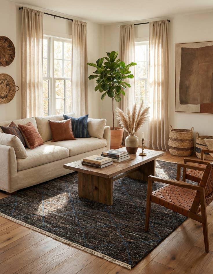 Detail image of 6' 4 x 9' 3  Hand Knotted Moroccan Wool Rug