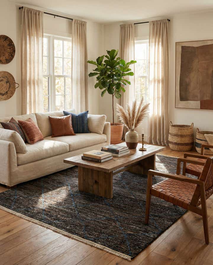 6' 4 x 9' 3 Hand Knotted Moroccan Wool Rug