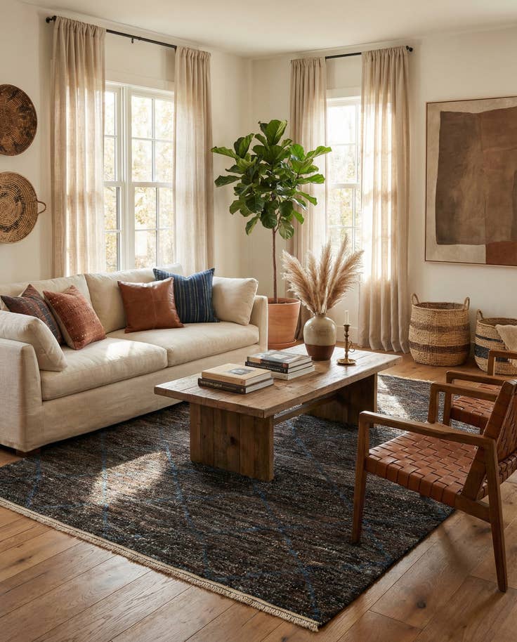 Detail image of 6' 4 x 9' 3 Hand Knotted Moroccan Wool Rug