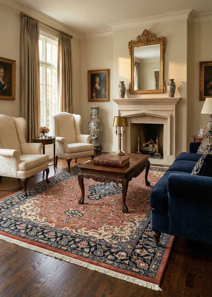 6' 1 x 8' 9 Hand Knotted Isfahan Oriental Wool Rug