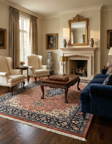 6' 1 x 8' 9 Hand Knotted Isfahan Oriental Wool Rug