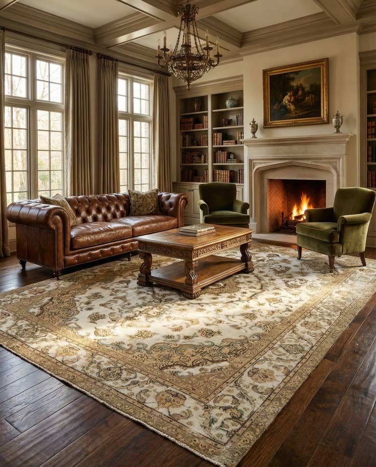 Detail image of 7' 10 x 11' 2 Hand Knotted Vintage Royal Persian Wool Rug