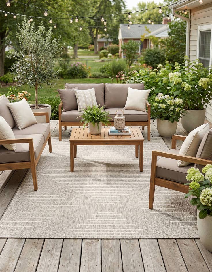 Detail image of 5' 3 x 7'  Washable Modern Indoor / Outdoor Rug