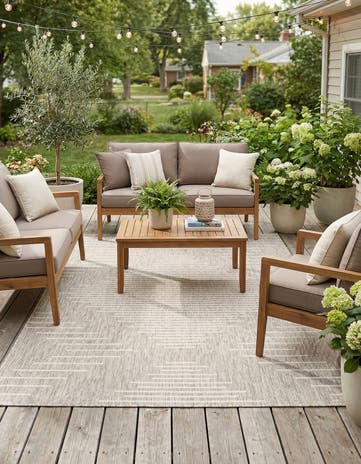 5' 3 x 7' Easy-Clean Modern Indoor / Outdoor Rug