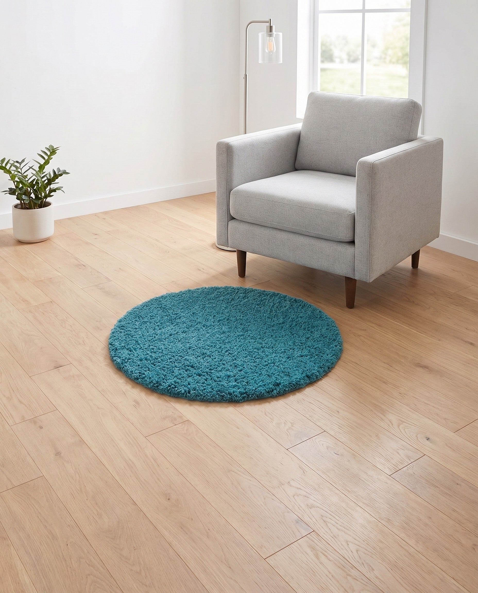 3' x 3' Solid Shag Round Rug