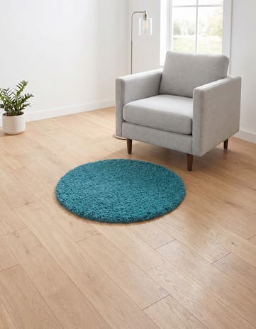 3' x 3' Solid Shag Round Rug