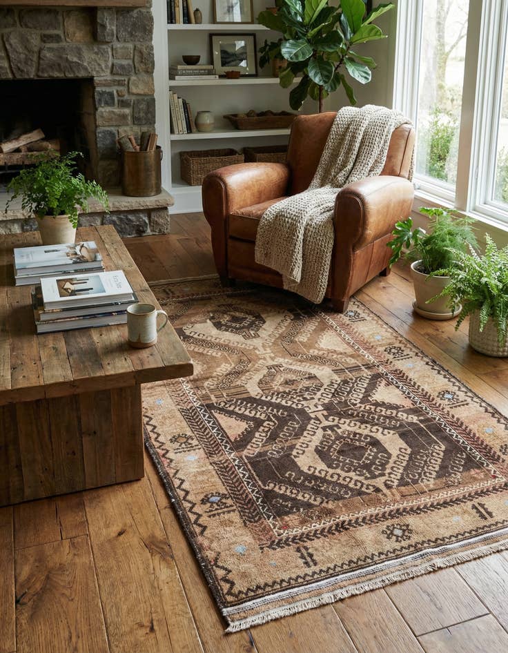 Detail image of 3' 6 x 6' 5  Hand Knotted Ultra Vintage Persian Wool Rug