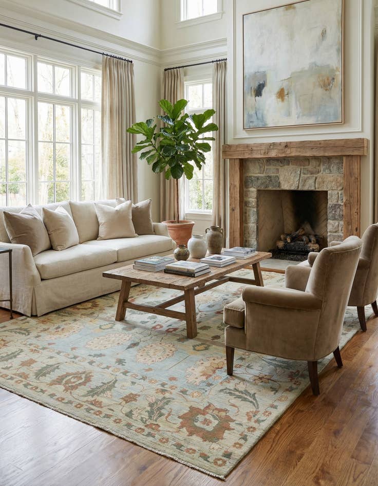 Detail image of 11' 10 x 16'  Hand Knotted Oushak Wool Rug