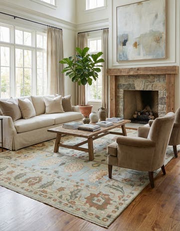 11' 10 x 16' Hand Knotted Oushak Wool Rug