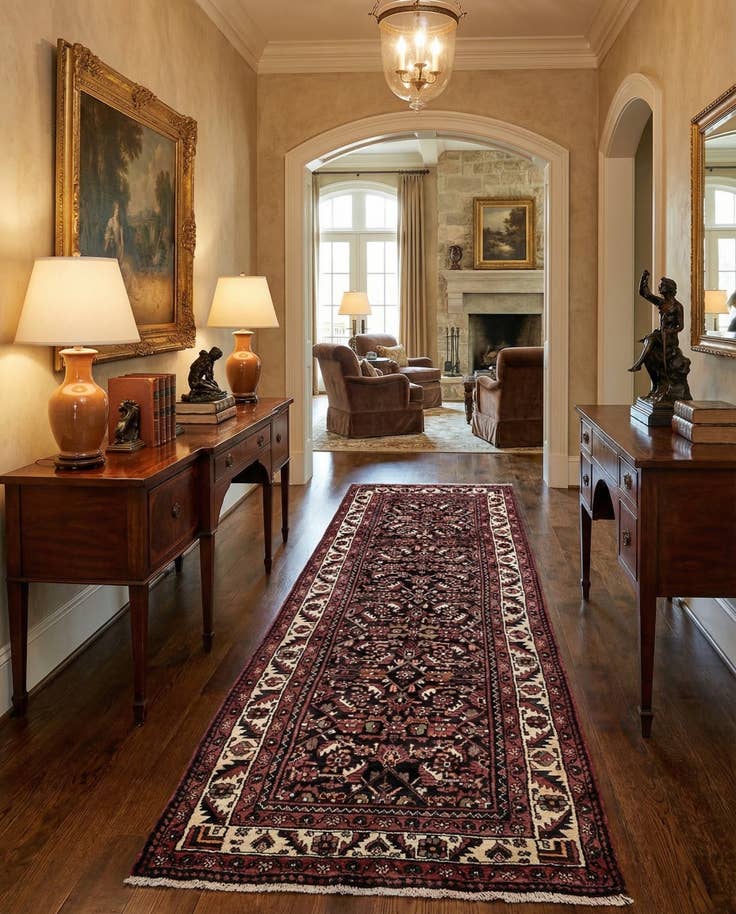 Detail image of 3' 7 x 10' 3 Hand Knotted Hossainabad Persian Wool Runner Rug
