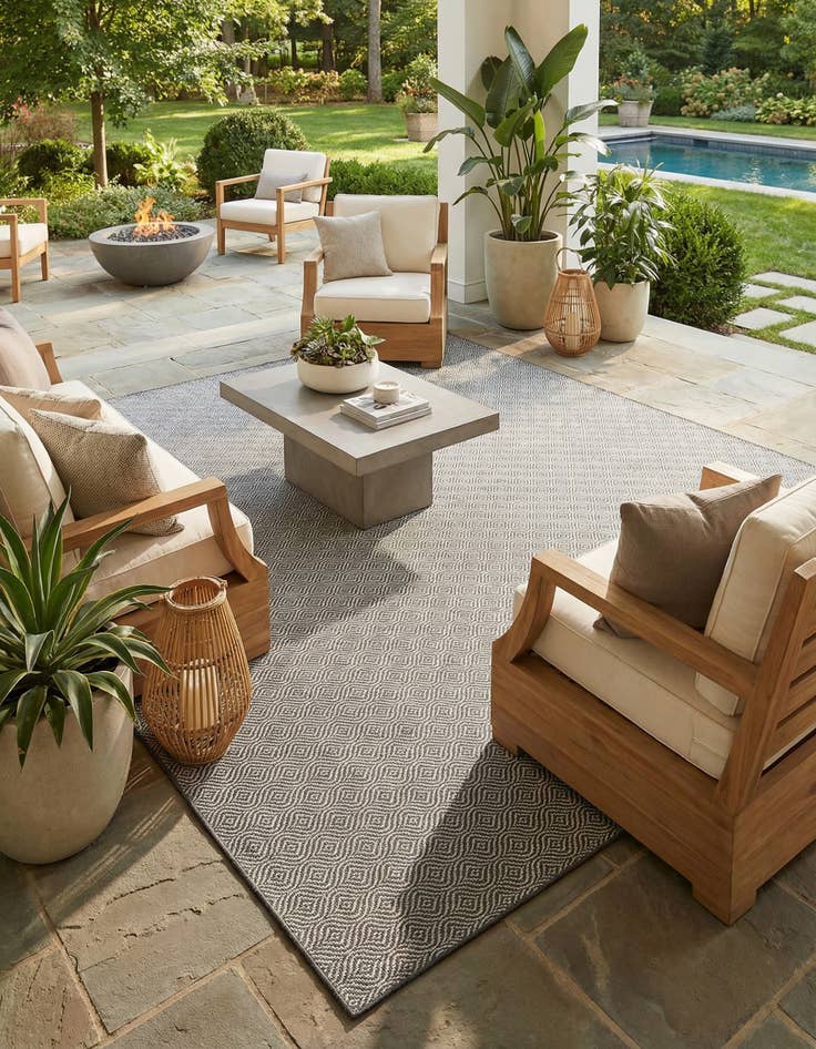 Detail image of  13' x 13'  Washable Lattice Indoor / Outdoor Square Rug