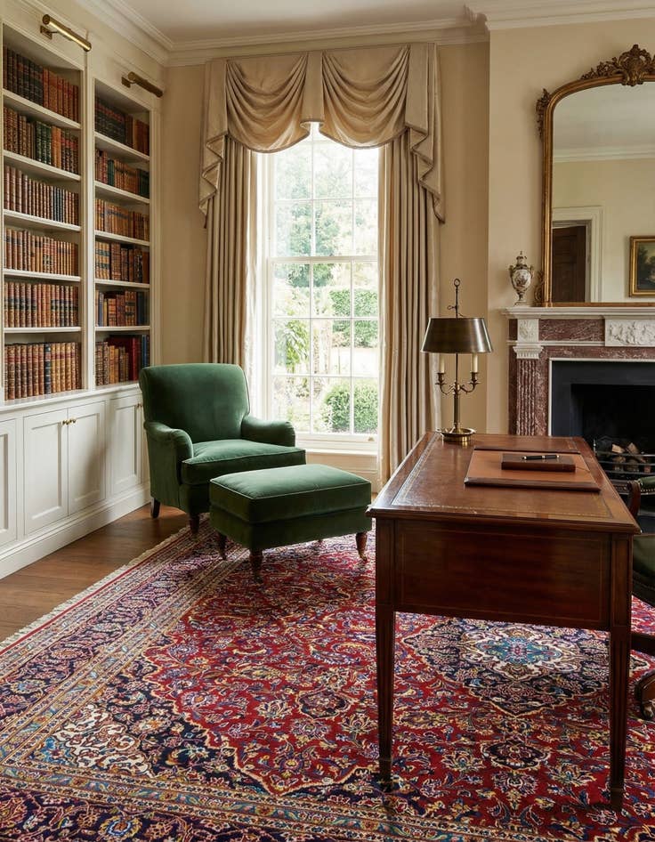 Detail image of 9' 9 x 13'  Hand Knotted Kashan Persian Wool Rug