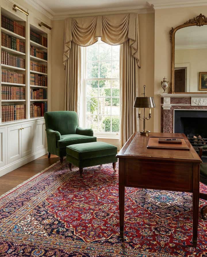 9' 9 x 13' Hand Knotted Kashan Persian Wool Rug