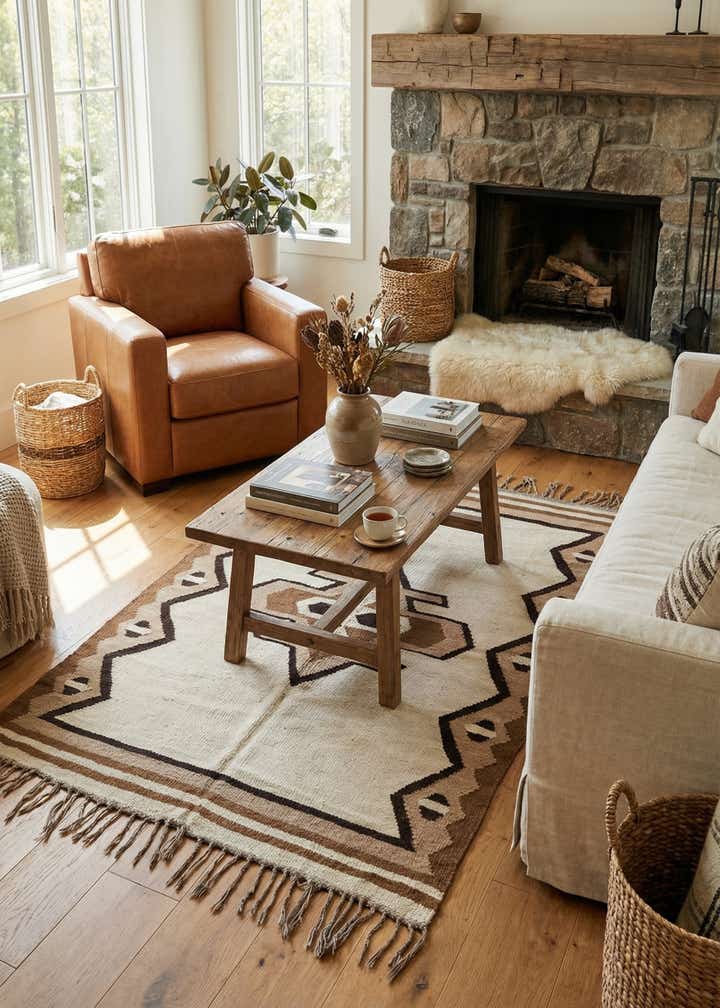 4' 7 x 6' 3 Hand Woven Kilim Fars Wool Rug