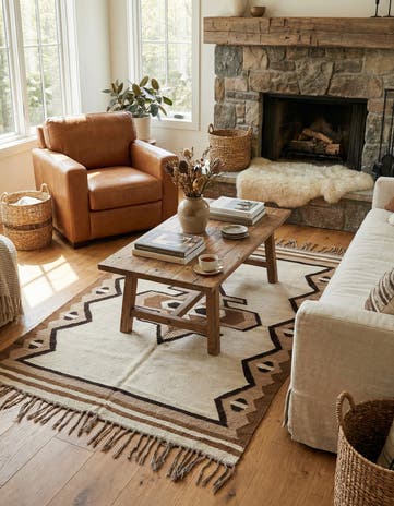 4' 7 x 6' 3 Hand Woven Kilim Fars Wool Rug