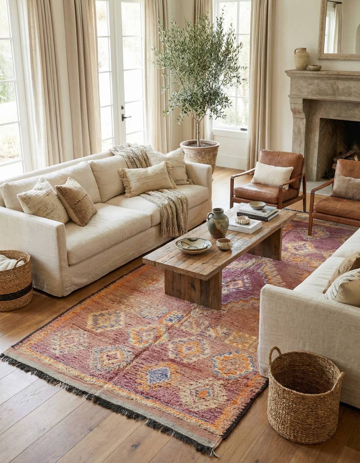 Detail image of 5' 10 x 15' 5  Hand Knotted Moroccan Wool Runner Rug