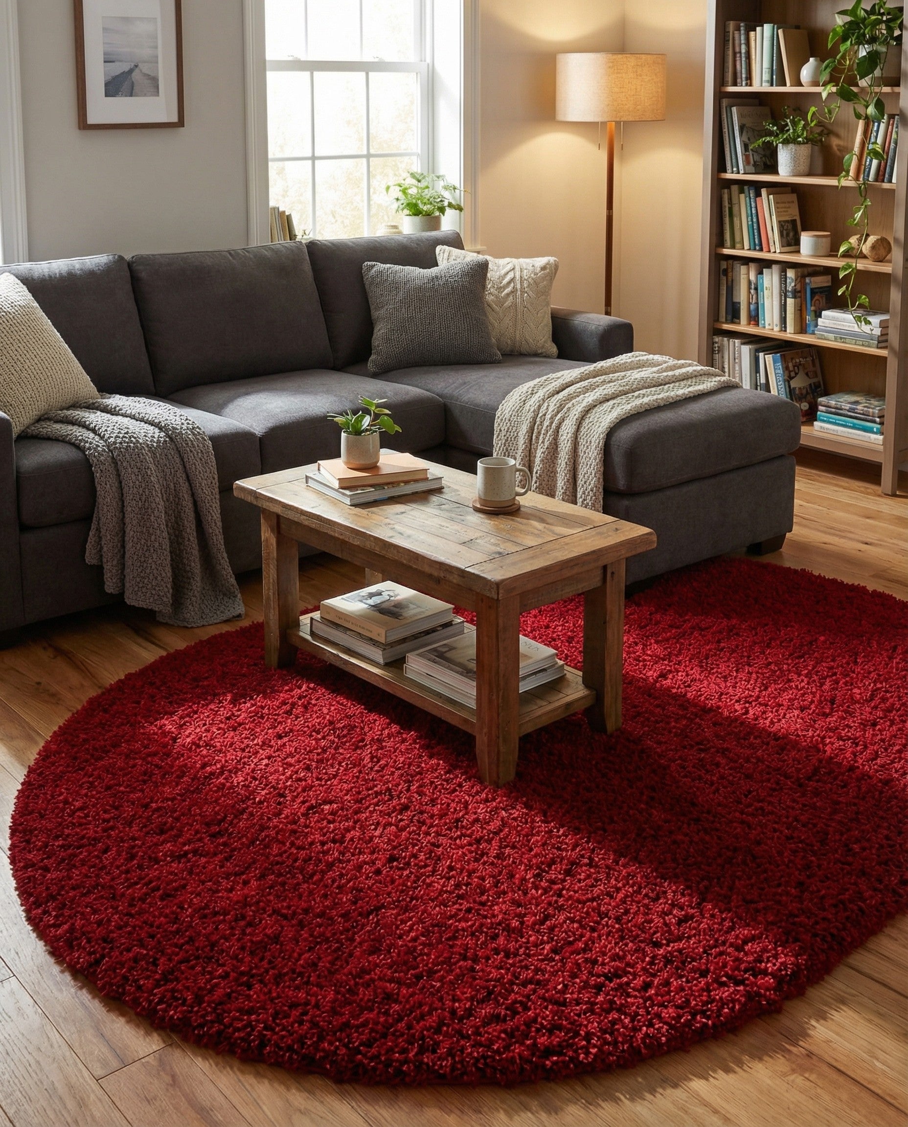  5' 3 x 8' Solid Shag Oval Rug