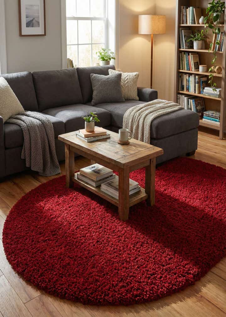 5' 3 x 8' Solid Shag Oval Rug