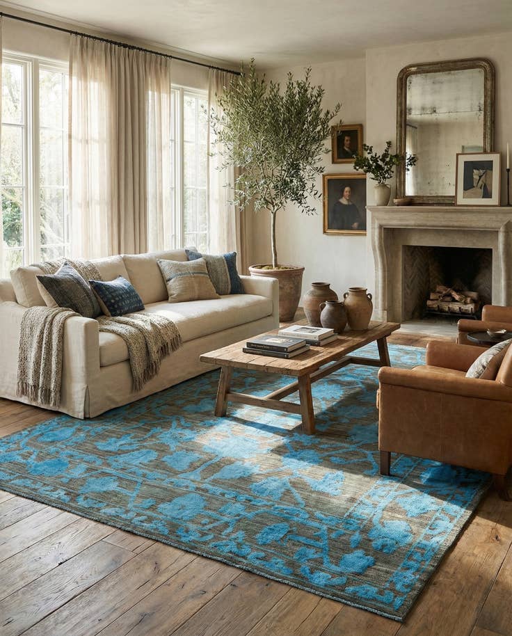 Detail image of 9' 6 x 12' Hand Knotted Oushak Wool Rug