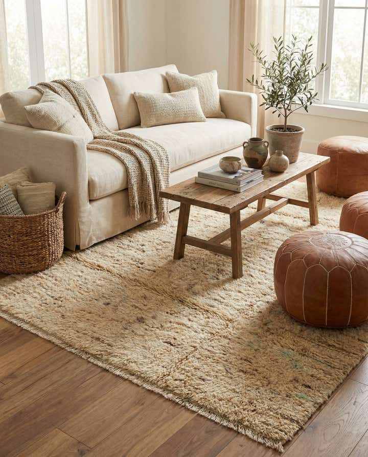 5' 5 x 8' 3 Hand Knotted Moroccan Wool Rug