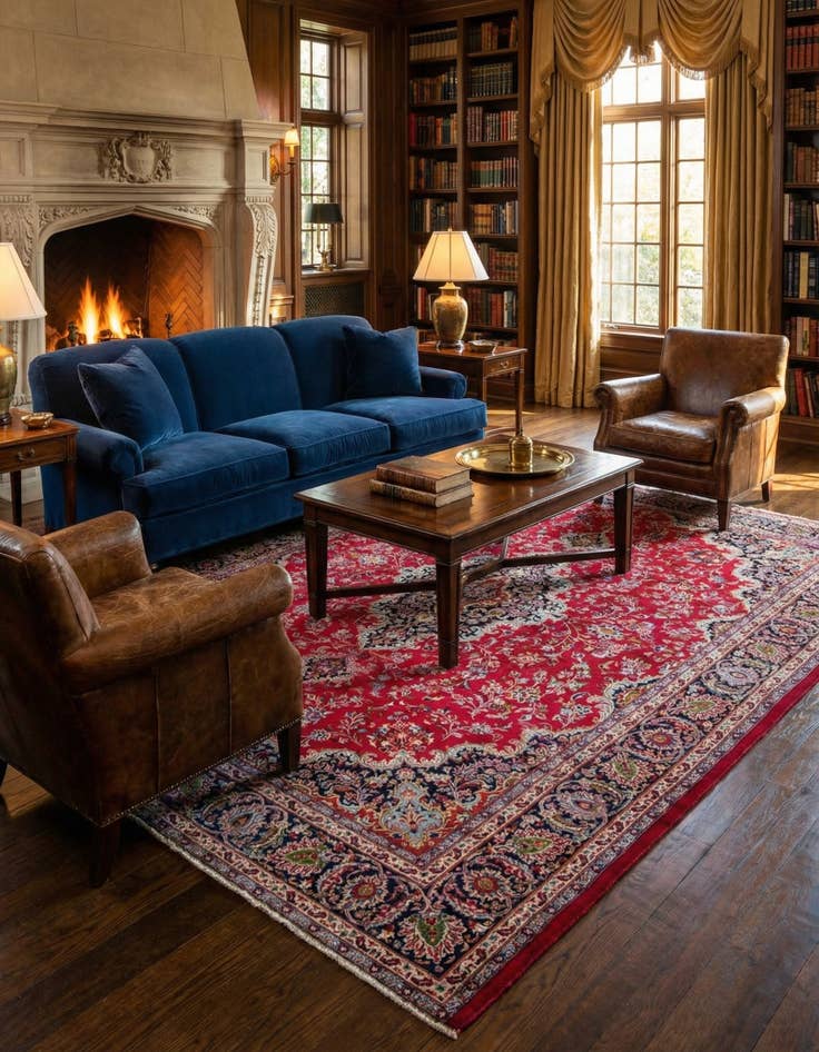 Detail image of 9' 9 x 12' 9  Hand Knotted Mashad Persian Wool Rug