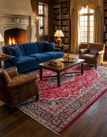 9' 9 x 12' 9 Hand Knotted Mashad Persian Wool Rug
