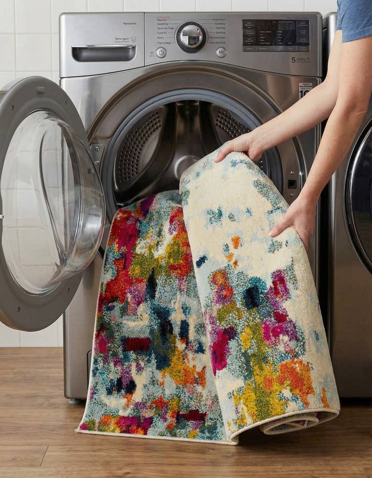 Detail image of 8' x 8'  Washable Spectrum Square Rug