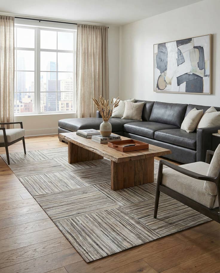 Detail image of 4' 11 x 8' 3 Cowhide Stocks Rug