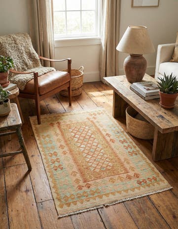 2' 8 x 4' Hand Woven Kilim Waziri Wool Rug