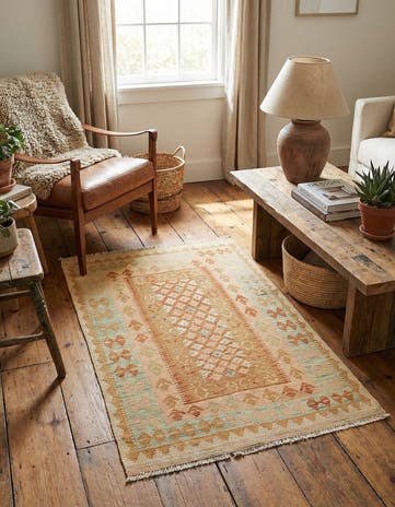 2' 8 x 4' Hand Woven Kilim Waziri Wool Rug