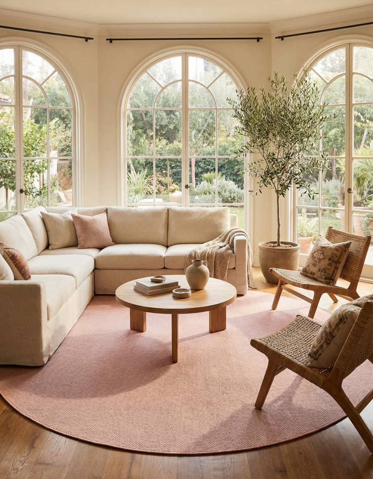 Detail image of  10' 8 x 10' 8  Washable Solid Indoor / Outdoor Round Rug