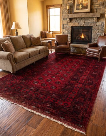 7' x 9' 5 Hand Knotted Afghan Akhche Oriental Wool Rug