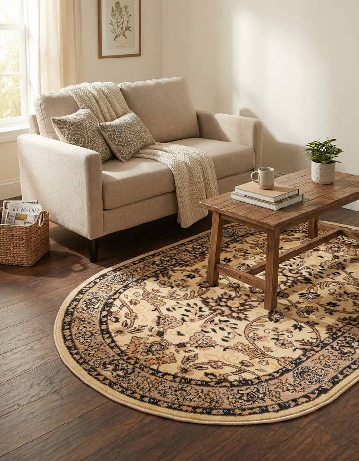 Detail image of 3' x 5' 3 Kashan Design Oval Rug