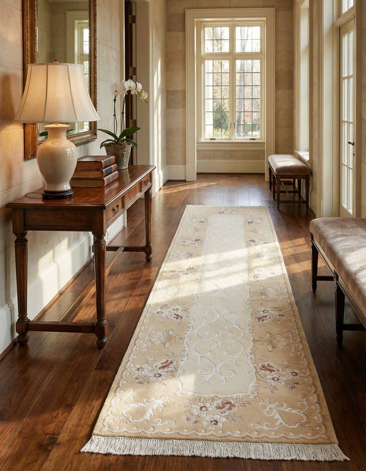 Detail image of 2' 9 x 10'  Hand Knotted Darya Wool Runner Rug