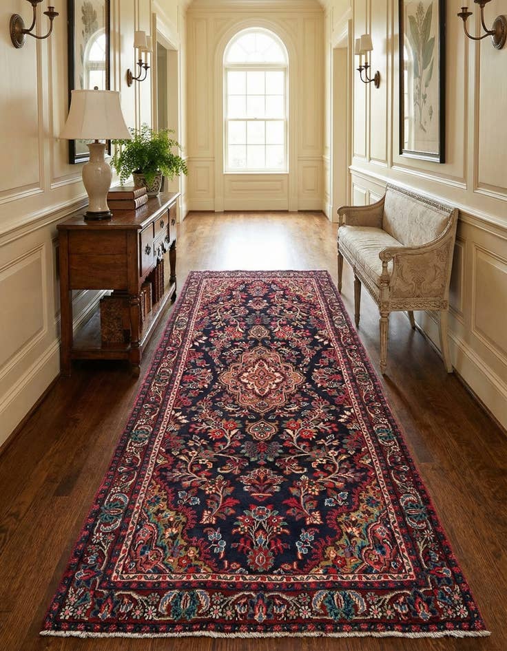 Detail image of 4' 2 x 10' 4 Hamedan Wool Runner Rug