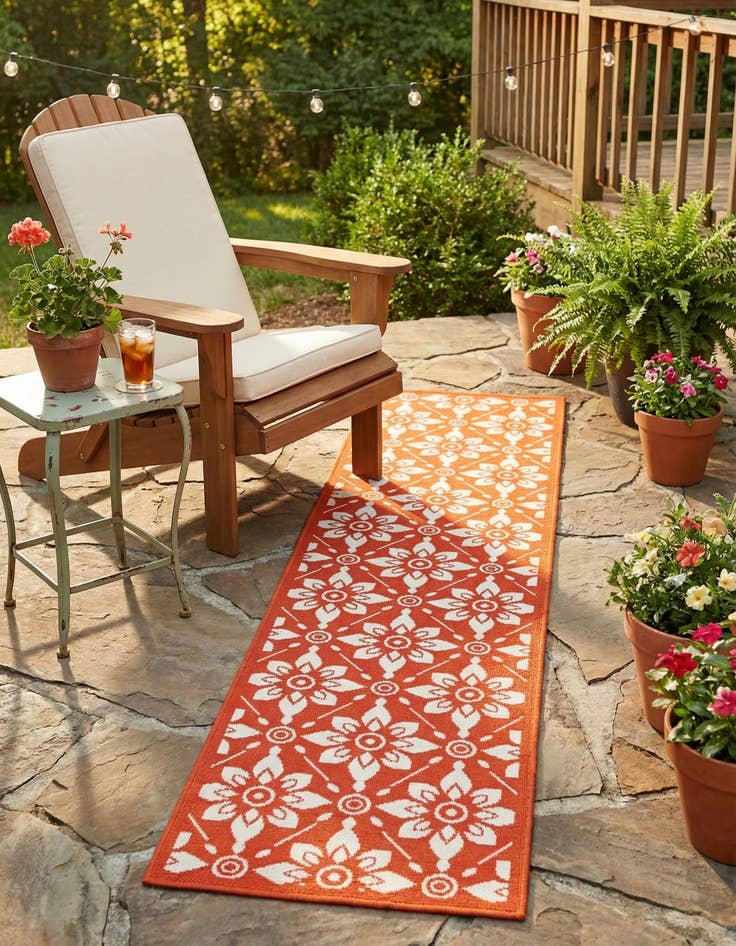 Detail image of 2' x 8'  Washable Trellis Indoor / Outdoor Runner Rug