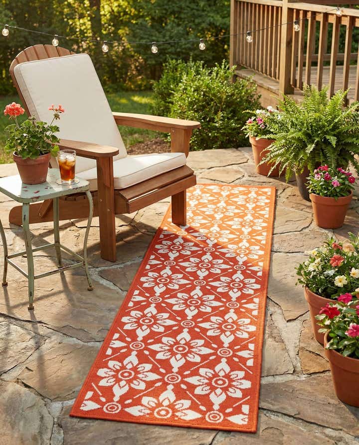 2' x 8' Easy-Clean Trellis Indoor / Outdoor Runner Rug