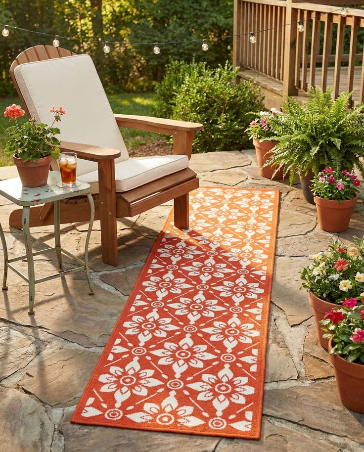 Detail image of 2' x 8' Easy-Clean Lattice Indoor / Outdoor Runner Rug