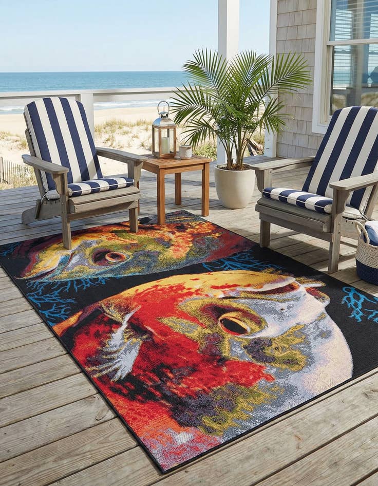 Detail image of 4' x 6' Easy-Clean Coastal Indoor / Outdoor Rug