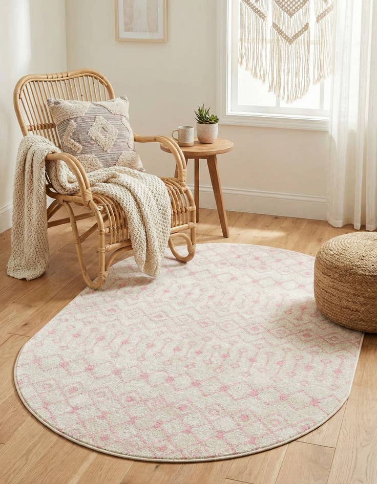 Detail image of 5' 3 x 8' Moroccan Trellis Oval Rug