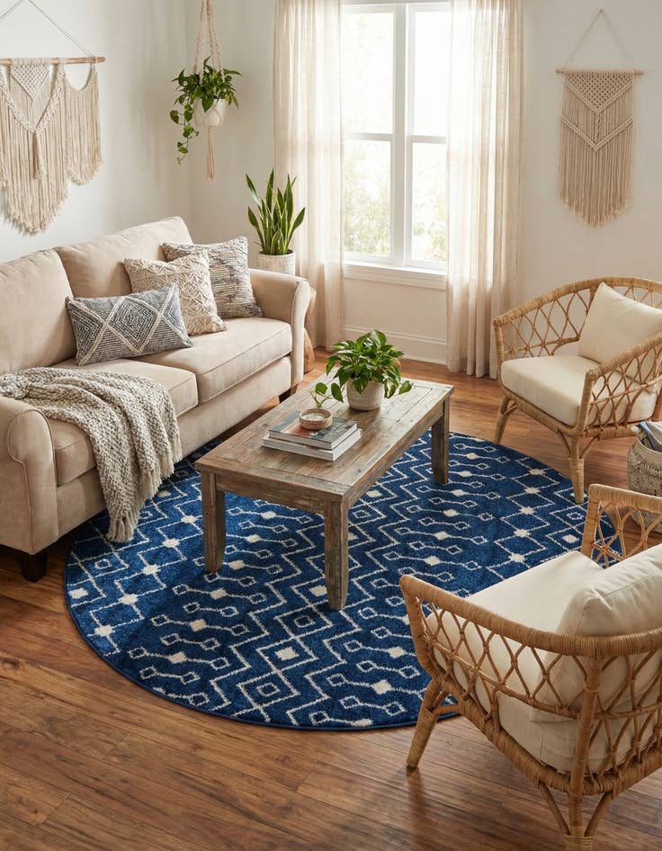 Detail image of  6' x 6' Moroccan Trellis Round Rug