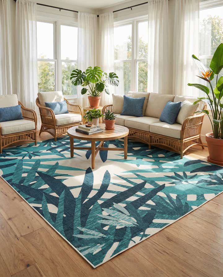 9' x 12' Easy-Clean Botanical Indoor / Outdoor Rug