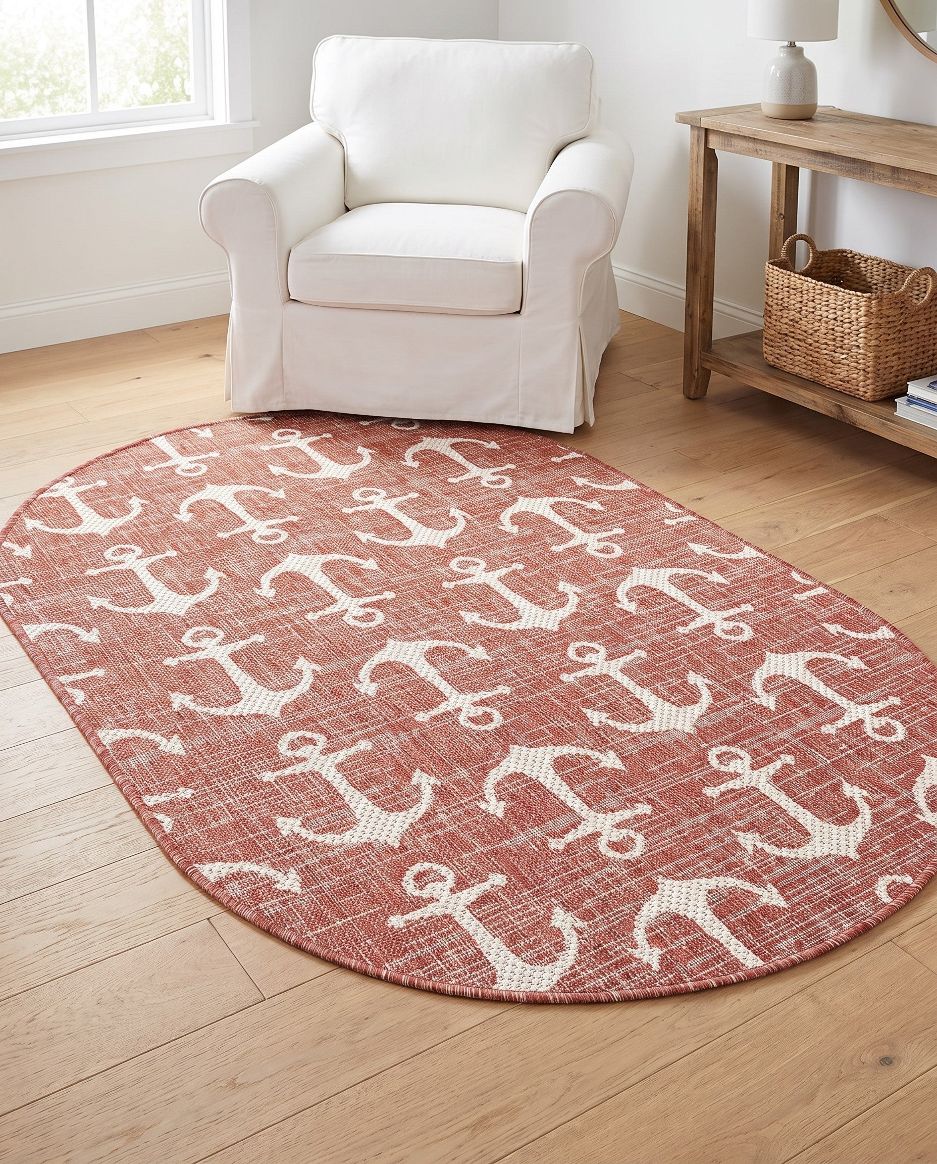 3' x 5' 3 Easy-Clean Coastal Indoor / Outdoor Oval Rug