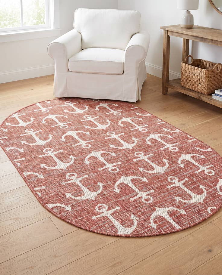 Detail image of 3' x 5' 3 Easy-Clean Coastal Indoor / Outdoor Oval Rug