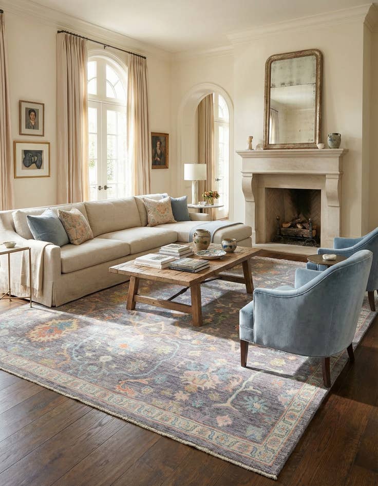 Detail image of 8' 5 x 10' 3  Hand Knotted Oushak Wool Rug