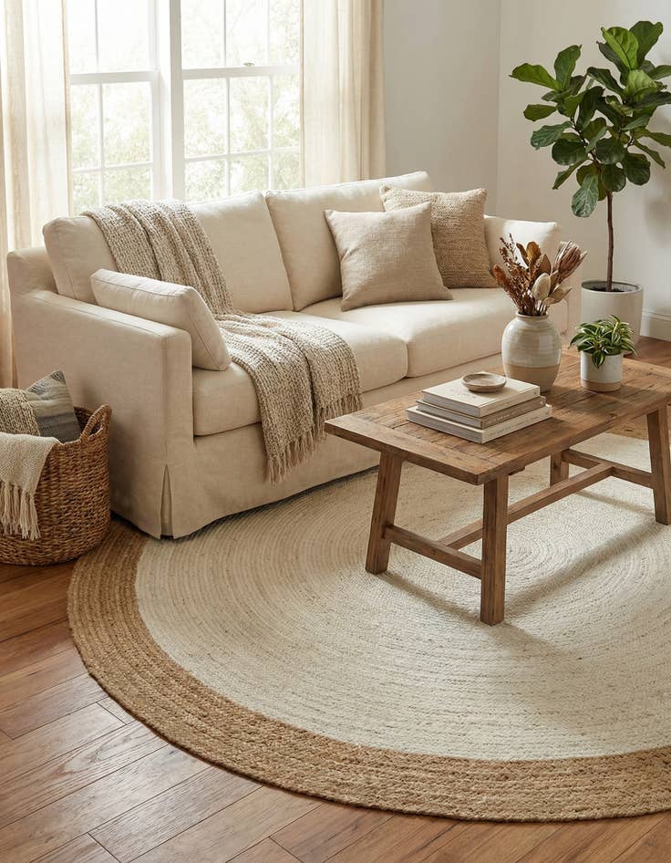 Detail image of  8' x 8'  Hand Braided Jute Round Rug