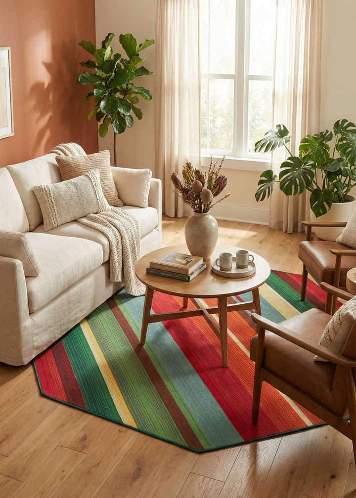 7' x 7' Easy-Clean Modern Indoor / Outdoor Octagon Rug