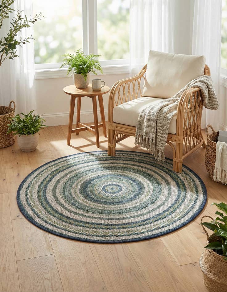 Detail image of 3' 3 x 3' 3  Washable Baja Indoor / Outdoor Round Rug