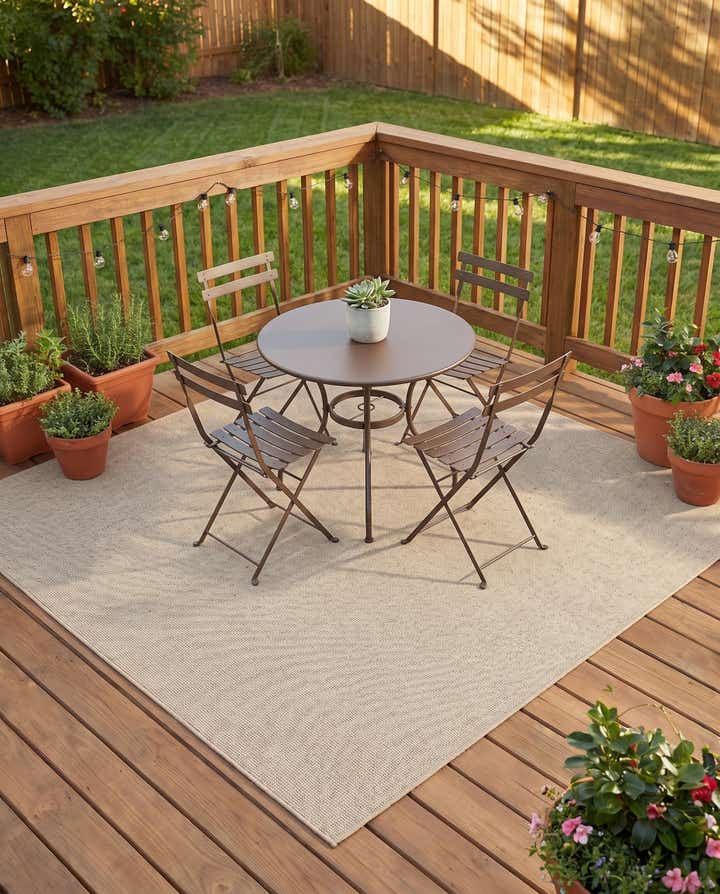 7' 10 x 7' 10 Easy-Clean Solid Indoor / Outdoor Square Rug
