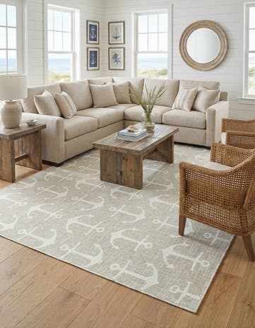 10' x 10' Easy-Clean Coastal Indoor / Outdoor Square Rug